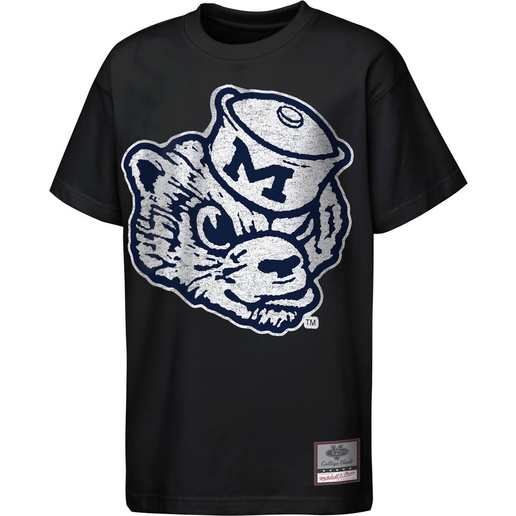 Mitchell & Ness Youth Mitchell & Ness Black Michigan Wolverines Big Face Mascot T-Shirt 