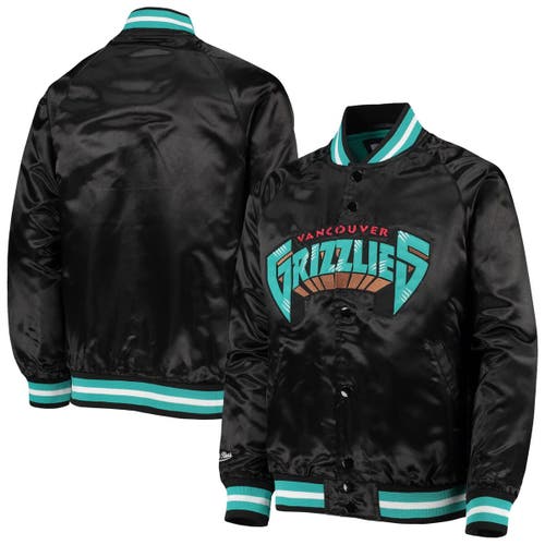 Mitchell & Ness Youth Mitchell & Ness Black Vancouver Grizzlies Hardwood Classics Satin Raglan Full-Snap Jacket 