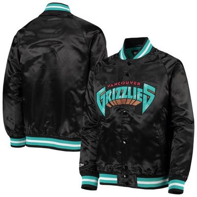 Mitchell & Ness Youth Mitchell & Ness Black Vancouver Grizzlies Hardwood Classics Satin Raglan Full-Snap Jacket 