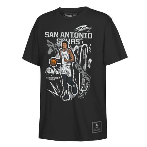 Mitchell & Ness Youth Mitchell & Ness Victor Wembanyama Black San Antonio Spurs Chalked Up Player Name & Number T-Shirt 