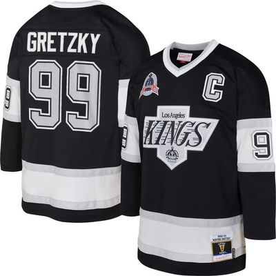 Mitchell & Ness Youth Mitchell & Ness Wayne Gretzky Black Los Angeles Kings 1992/93 Captain Patch Blue Line Player Jersey 