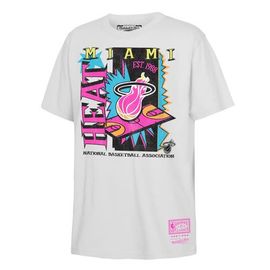 Mitchell & Ness Youth Mitchell & Ness White Miami Heat Neon Court Shock T-Shirt 