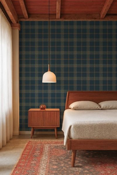 Mitchell Black Tideaway Plaid Stripe Wallpaper