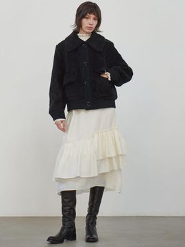 MITTE CAPE COLLAR DUMBLE FUR JACKET_BLACK