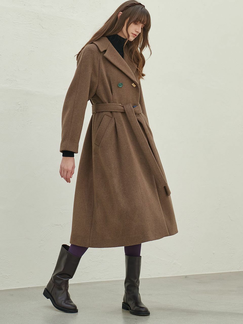 MITTE Cashmere Double Flare Coat (Brown)