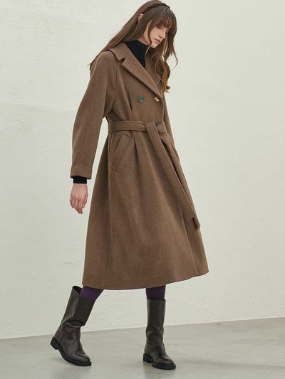 MITTE Cashmere Double Flare Coat (Brown)