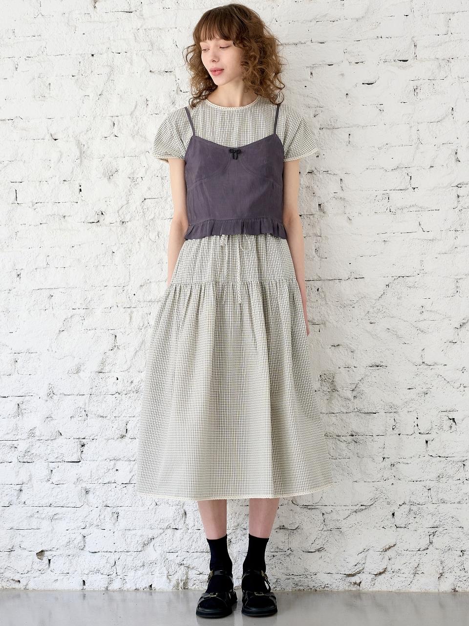 MITTE FRILL STRAP TOP [CHARCOAL]