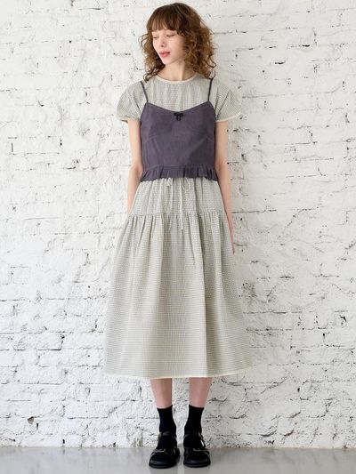 MITTE FRILL STRAP TOP [CHARCOAL]