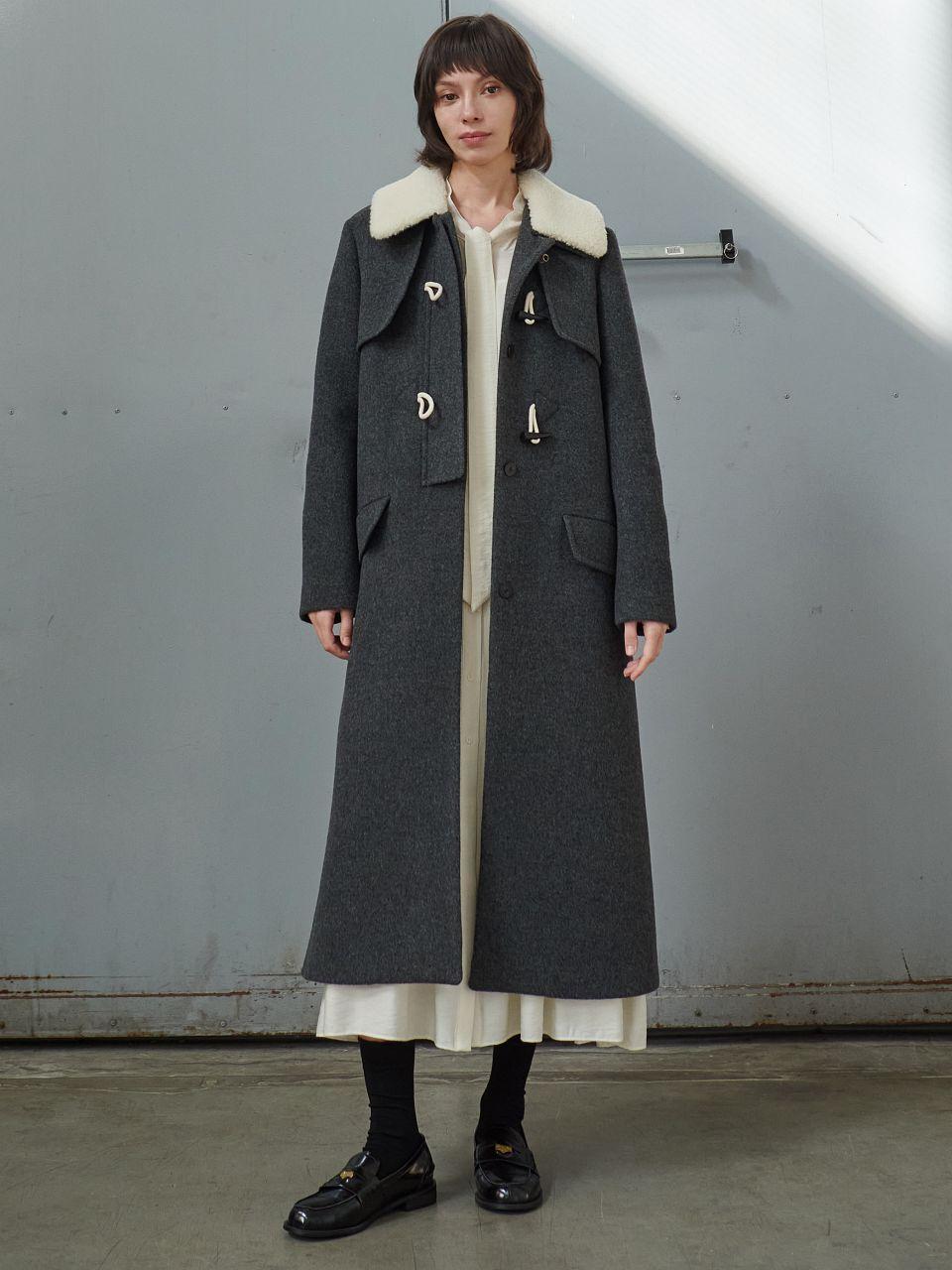 MITTE FUR COLLOR DUFFLE COAT_CHARCOAL