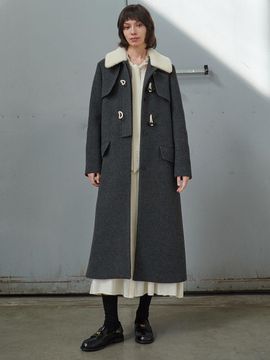 MITTE FUR COLLOR DUFFLE COAT_CHARCOAL