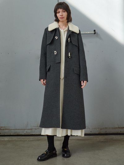 MITTE FUR COLLOR DUFFLE COAT_CHARCOAL