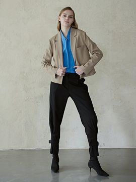 MITTE Hem Line Pleats Banding Pants_Black