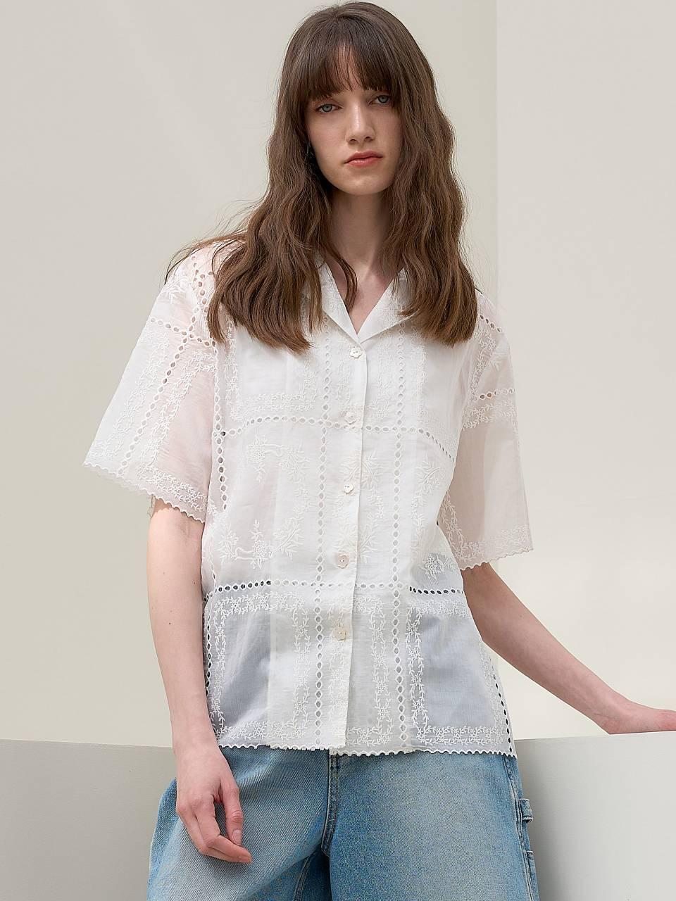 MITTE LACE SHEER BLOUSE [WHITE]