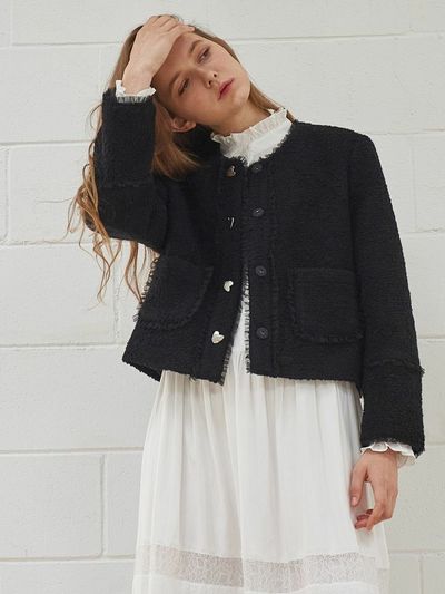 MITTE Round Tweed Jacket (Black)