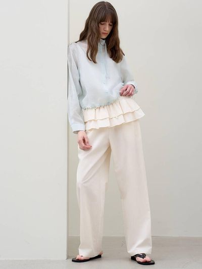 MITTE RUFFLE BANDING PANTS [CREAM]