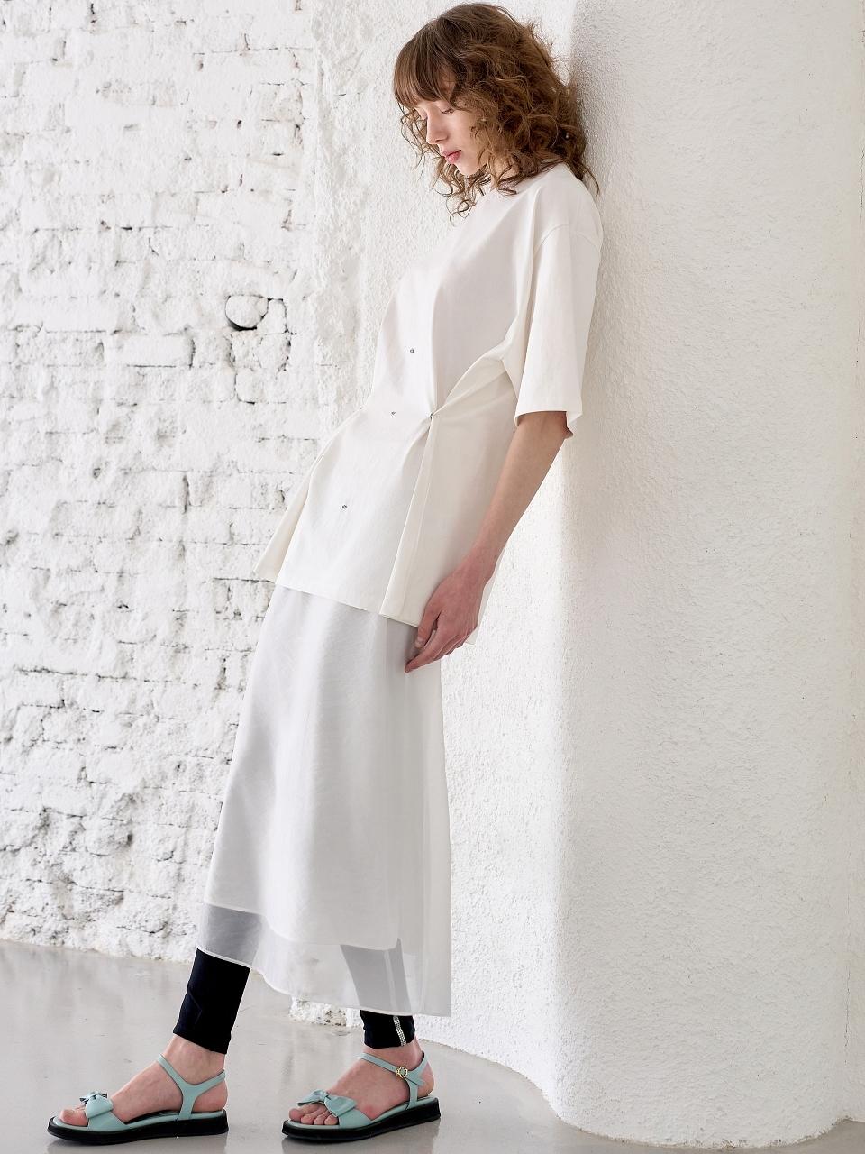MITTE SEE-THROUGH LAYERED SKIRT [IVORY]