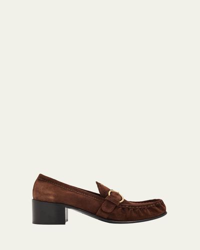 Miu Miu 45mm Suede Buckle Loafers