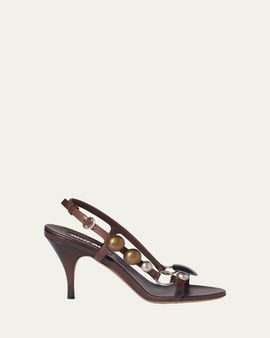 Miu Miu 85mm Embellished Leather Slingback Sandals