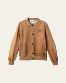 Miu Miu Collared Suede Single-Breasted Jacket