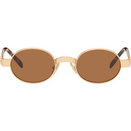 Miu Miu Eyewear Miu Miu Eyewear Gold Oval Sunglasses