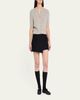 Miu Miu Flannel Leather-Strap Ballerina Flats - 3