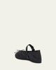 Miu Miu Flannel Leather-Strap Ballerina Flats - 4