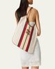 Miu Miu Ivy Striped Leather-Trim Canvas Tote Bag - 2