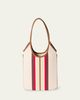 Miu Miu Ivy Striped Leather-Trim Canvas Tote Bag - 3