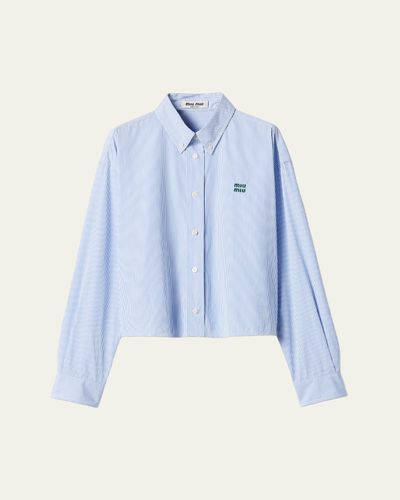 Miu Miu Logo-Embroidered Striped Shirt