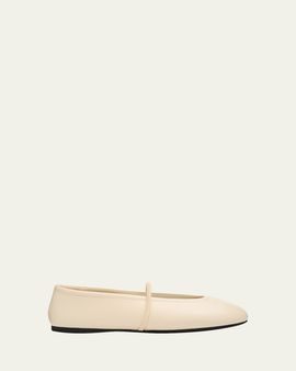 Miu Miu Logo Leather Ballerina Flats