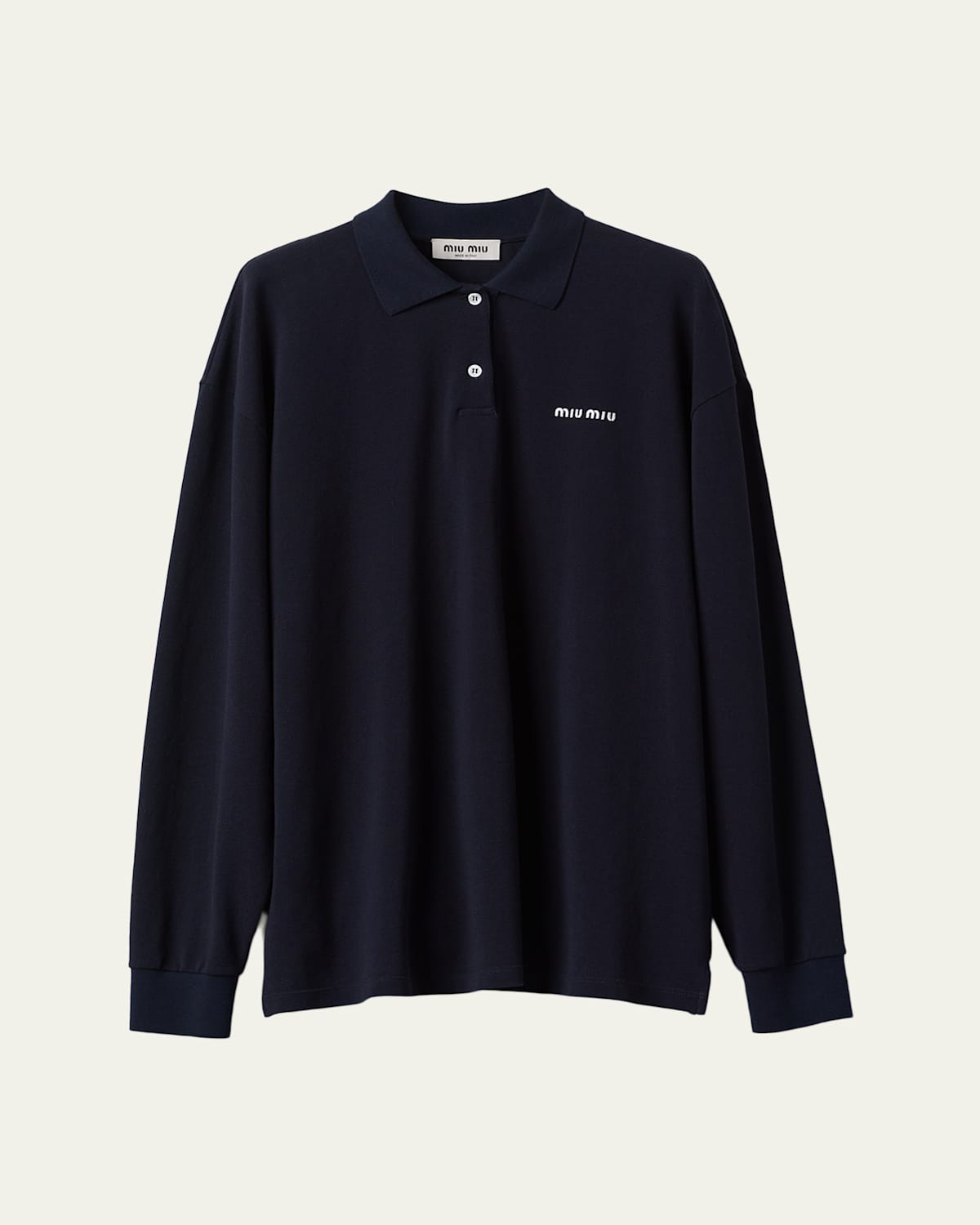 Miu Miu Long-Sleeve Cotton Polo Shirt