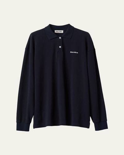 Miu Miu Long-Sleeve Cotton Polo Shirt