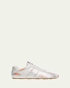Miu Miu Metallic Leather Low-Top Sneakers