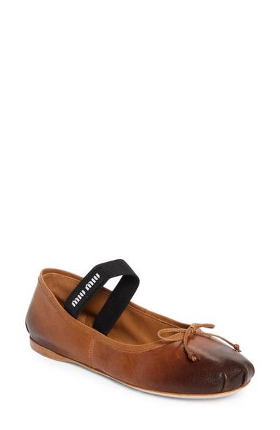 Miu Miu Miu Miu Ballerina Logo Band Flat