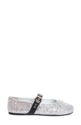 Miu Miu Miu Miu Bow Glitter Mary Jane Ballerina Flat