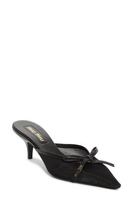 Miu Miu Miu Miu Bow Mesh Kitten Heel Mule