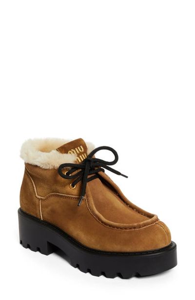 Miu Miu Miu Miu Boyfriend Genuine Shearling Lined Chukka Boot