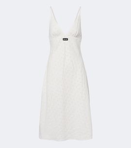 Miu Miu Miu Miu Broderie anglaise poplin midi dress