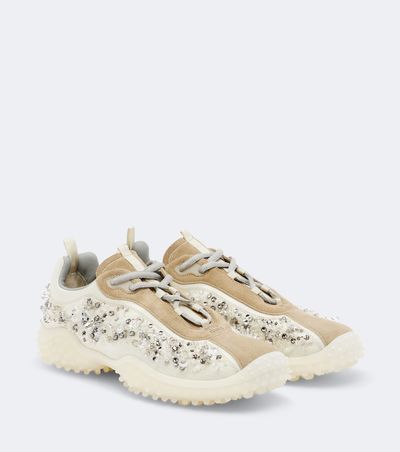 Miu Miu Miu Miu Bubble embellished suede-trimmed sneakers