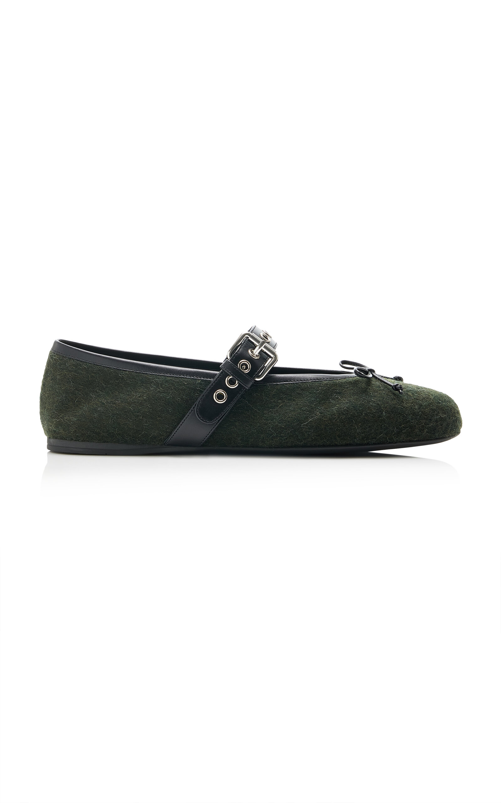 Miu Miu Miu Miu Buckled Flannel Ballerina Flats