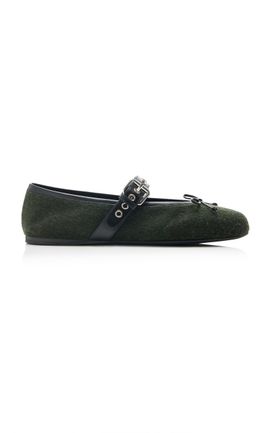 Miu Miu Miu Miu Buckled Flannel Ballerina Flats