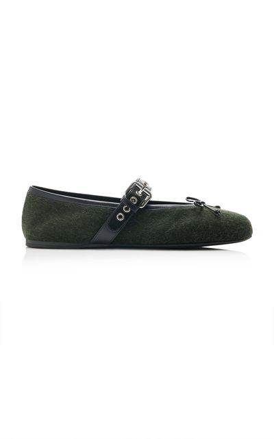 Miu Miu Miu Miu Buckled Flannel Ballerina Flats
