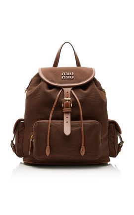 Miu Miu Miu Miu Canvas Backpack Brown OS