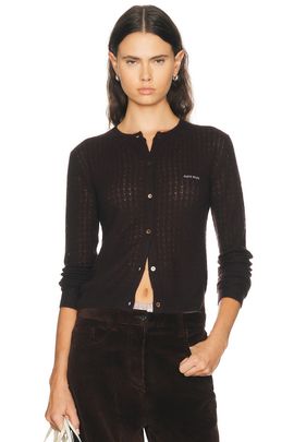 Miu Miu Miu Miu Cashmere Silk Pizzo Cardigan