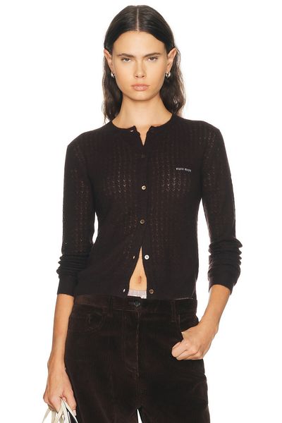 Miu Miu Miu Miu Cashmere Silk Pizzo Cardigan