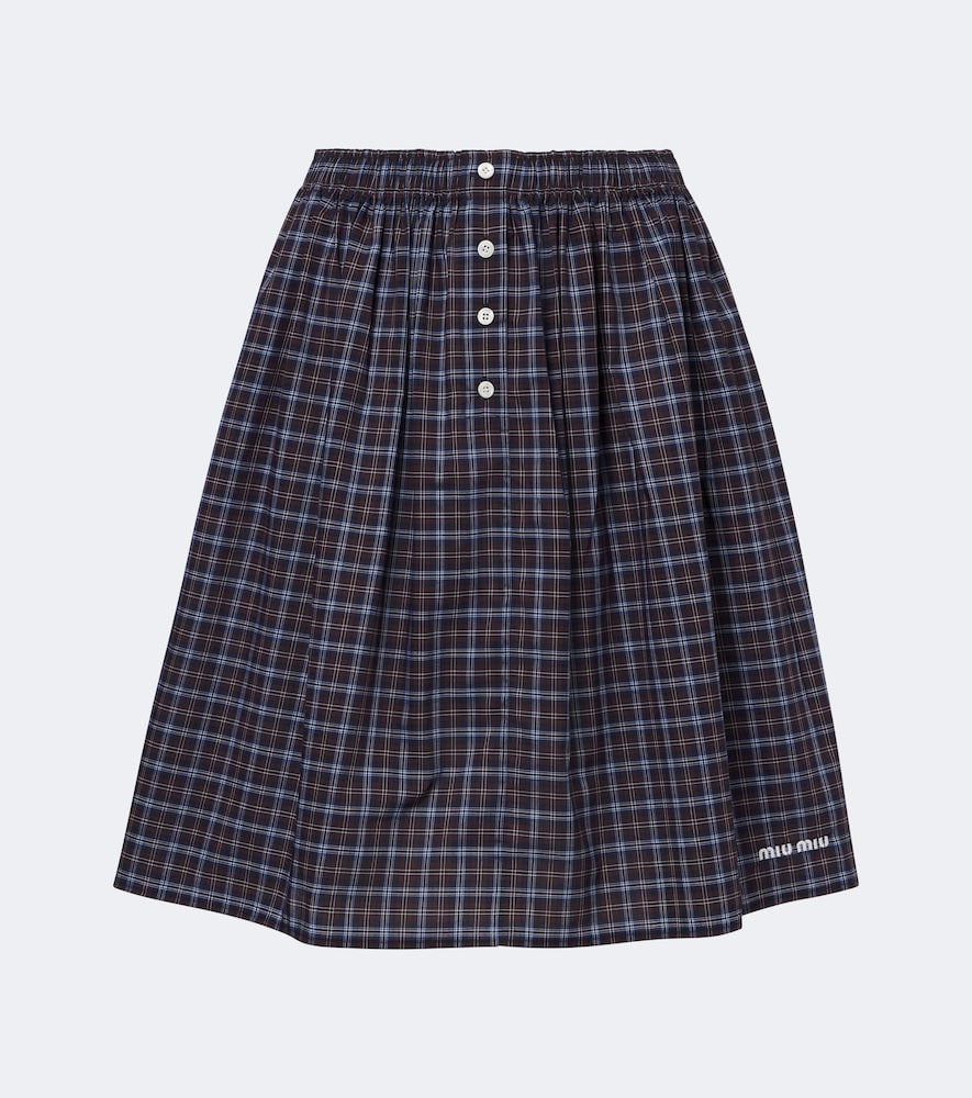 Miu Miu - Checked cotton poplin miniskirt