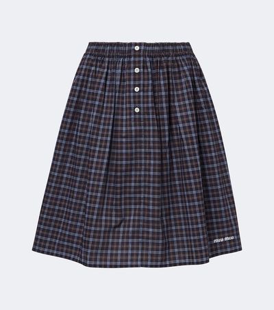 Miu Miu Miu Miu Checked cotton poplin miniskirt