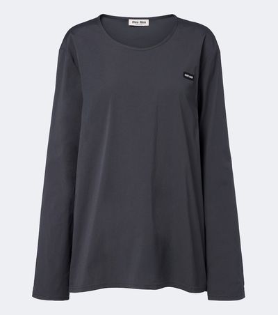 Miu Miu Miu Miu Cotton-blend poplin T-shirt