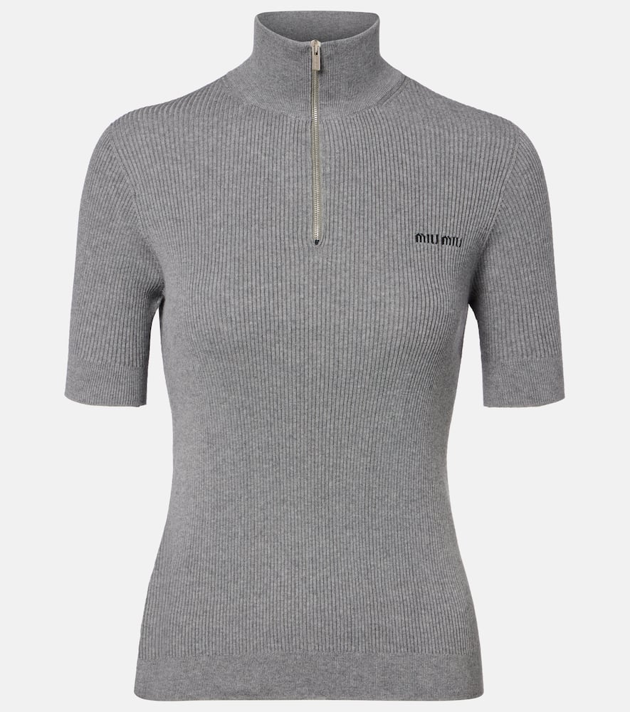Miu Miu - Cotton half-zip sweater