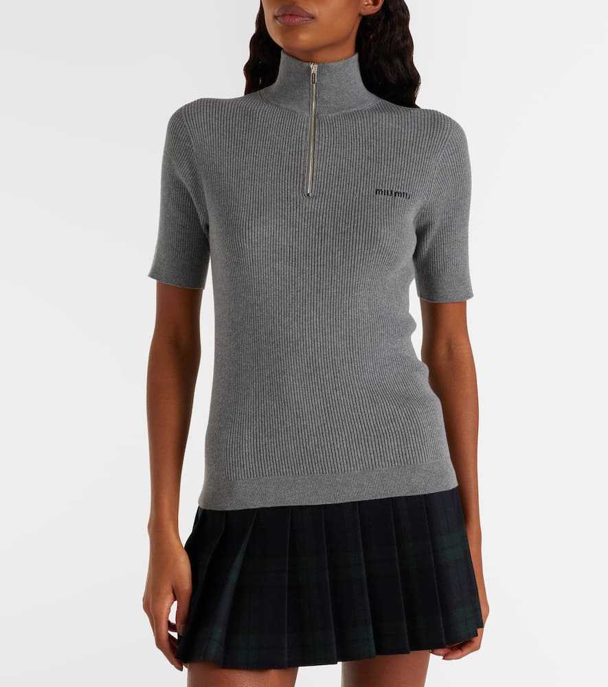 【希少】【IT42】Miu Miu 2022AW クロップドニットポロシャツ Miu Miu - Cotton half-zip sweater